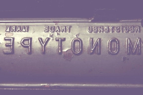 Monotype, métallique, texte, métal, signe, typographie, panneau de signalisation