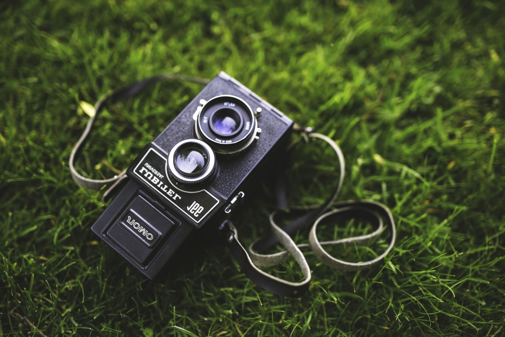 стари, Фото-камера, трева, технологии, оборудване, фотоапарат