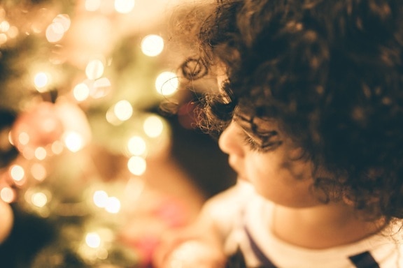 dziecko, Boże Narodzenie, twarz, portret, włosy