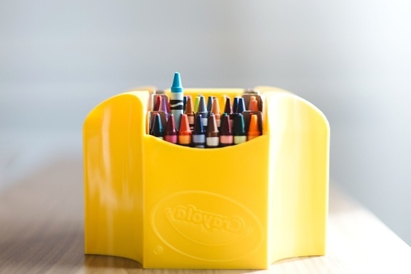 барвисті, олівець, коробка, об'єкт, фарба