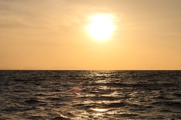 morze, zachód słońca, słońce, fala, ocean, horyzont, Zmierzch