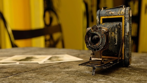 Cámara de fotos, viejo, óxido, dispositivo, lente