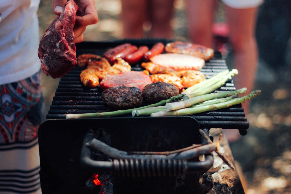 barbecue vlees, groente, koken, maaltijd, voeding