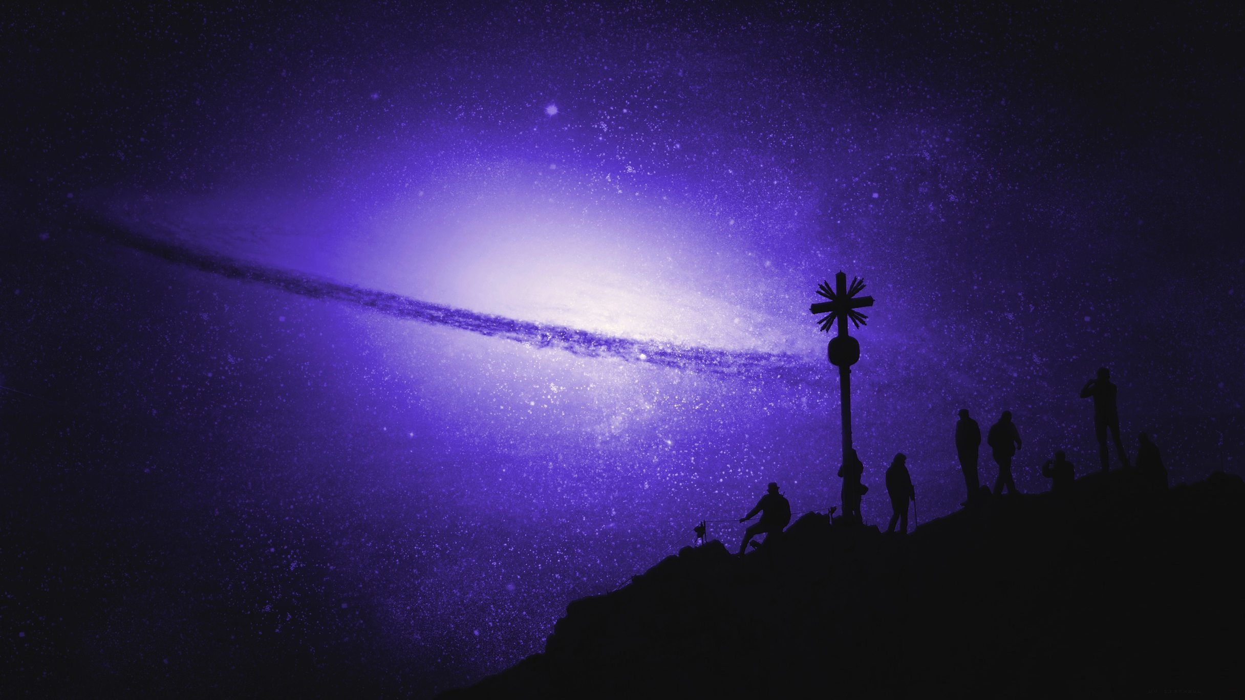 Free picture: night, silhouette, star, people, universe, photomontage