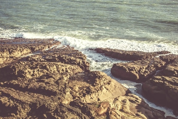 океан, вълна, бряг, камък, природа, море, вода, плаж, пейзаж