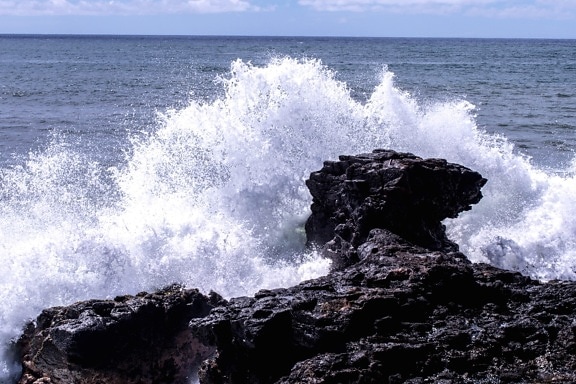 rocha, respingo, oceano, água, mar, praia, onda, praia, espuma, Costa
