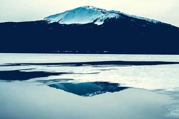 lake, mountain, snow, ice, winter, water, landscape, cold, sky