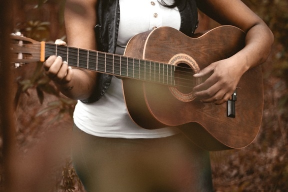 acoustic guitar, music, musician, instrument, people, woman, wood
