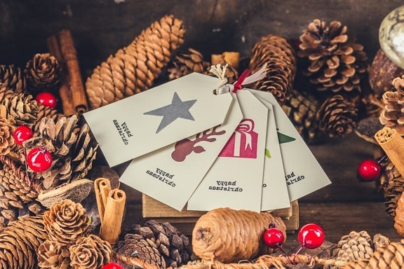 Navidad, invierno, decoración, tarjeta, regalo