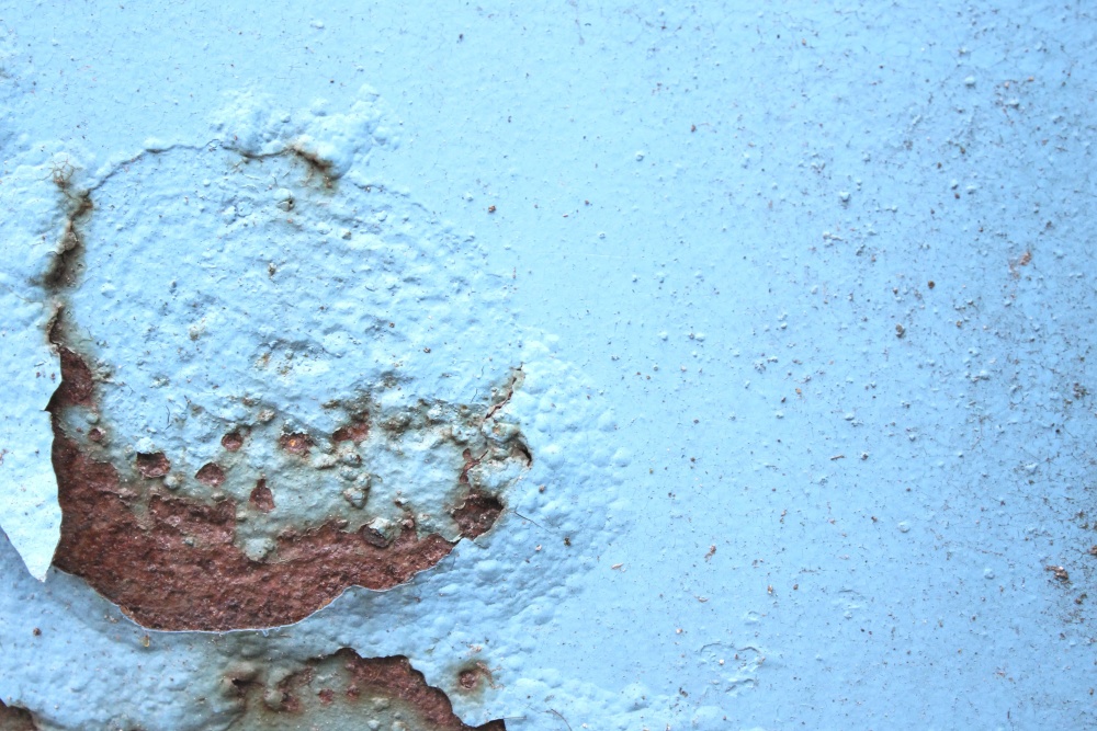 Rust, maling, blå, væg, tekstur, abstrakt