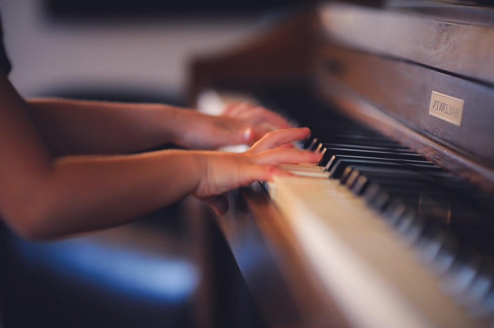 klaver, indendørs, musik, hånd, fingre