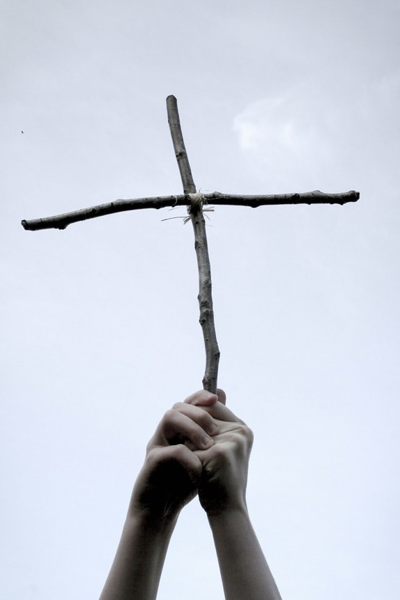 céu, Cruz, mão, dedo, céu azul, Cristianismo, símbolo