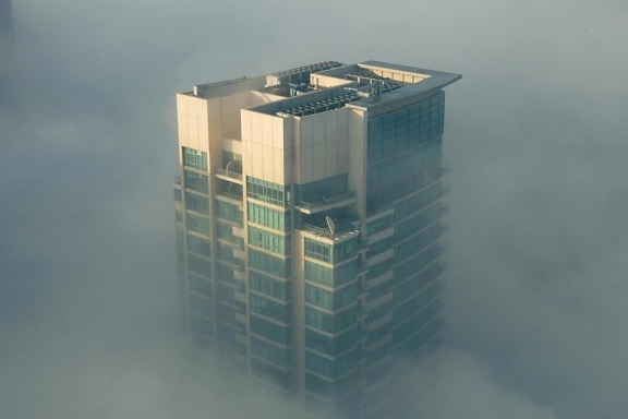 kiến trúc, thành phố, sương mù, thị xã, xây dựng, sương mù, ngoại thất