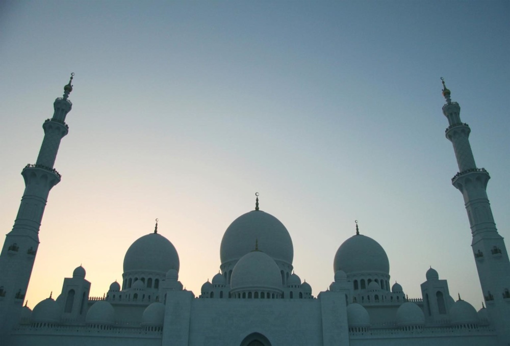 minaret, arkitektur, religion, kuppel, himmelen, tempel, solnedgang, moskeen