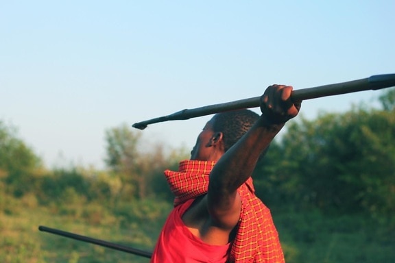 δόρυ thrower, άνθρωπος, όπλο, Αφρική