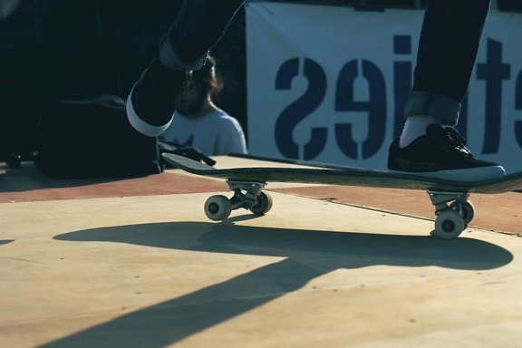 skateboard, extrémní sport, osoba, stín, objekt