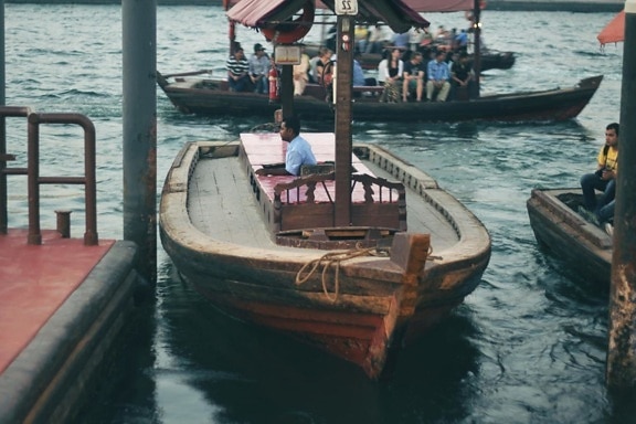 air, perahu, perahu, kapal, gondola, orang, kerumunan, Asia