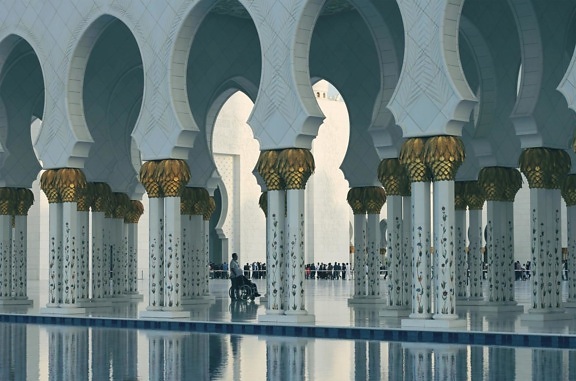 Moschee, luxus, religion, bogen, außen, architektur