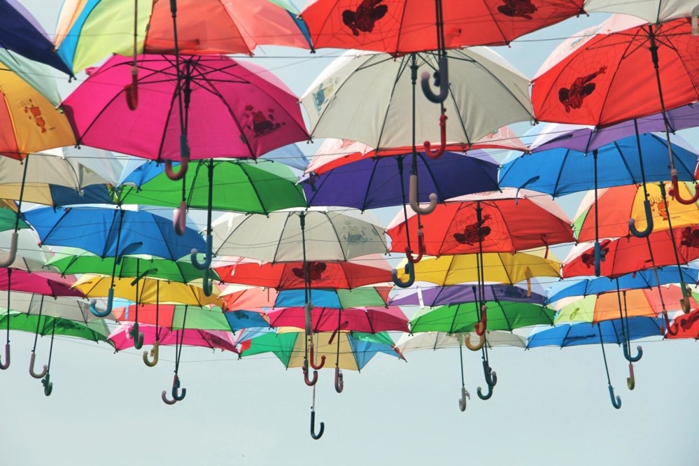Parapluie, coloré, décoration, objet