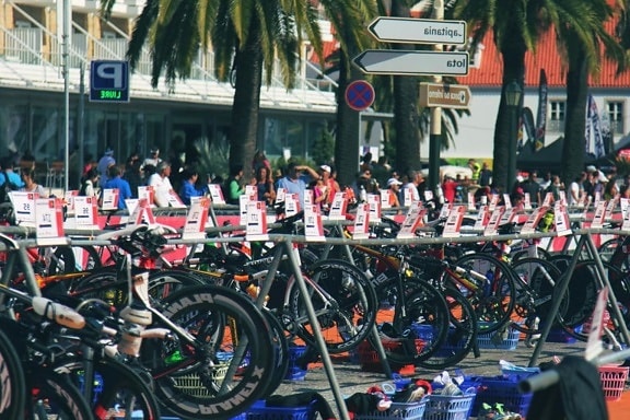 Gente, bicicleta, vehículo, ciudad, calle, multitud, desfile, camino, festival, competencia