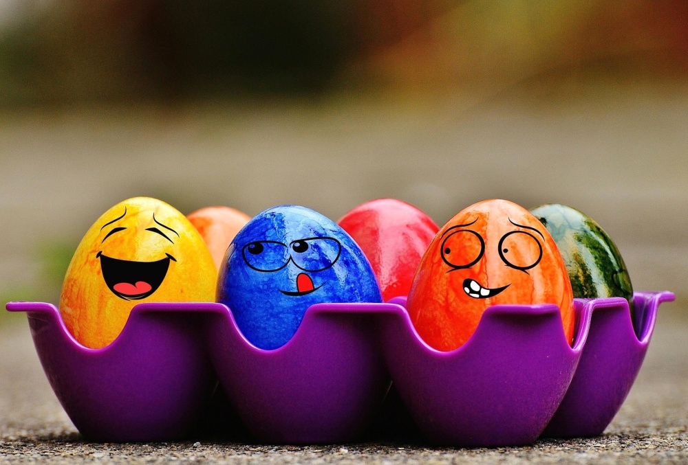 Великдень, свято, прикраса, яйця, барвисті, смішний