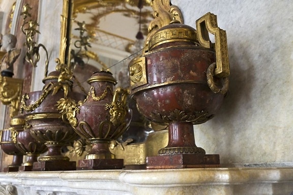 antik, objekt, kunst, marmor, vase, bronze, dekoration