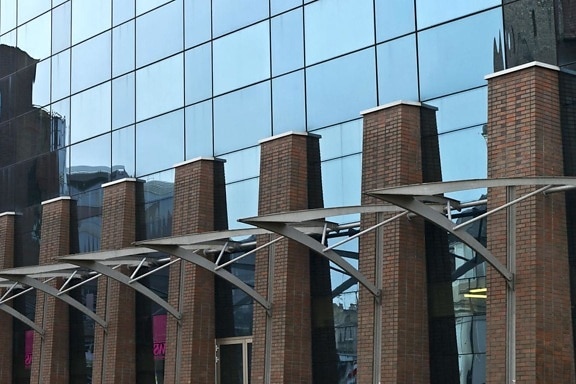 стъкло, стомана, фасада, модерни, отражение, сграда, екстериор, архитектура