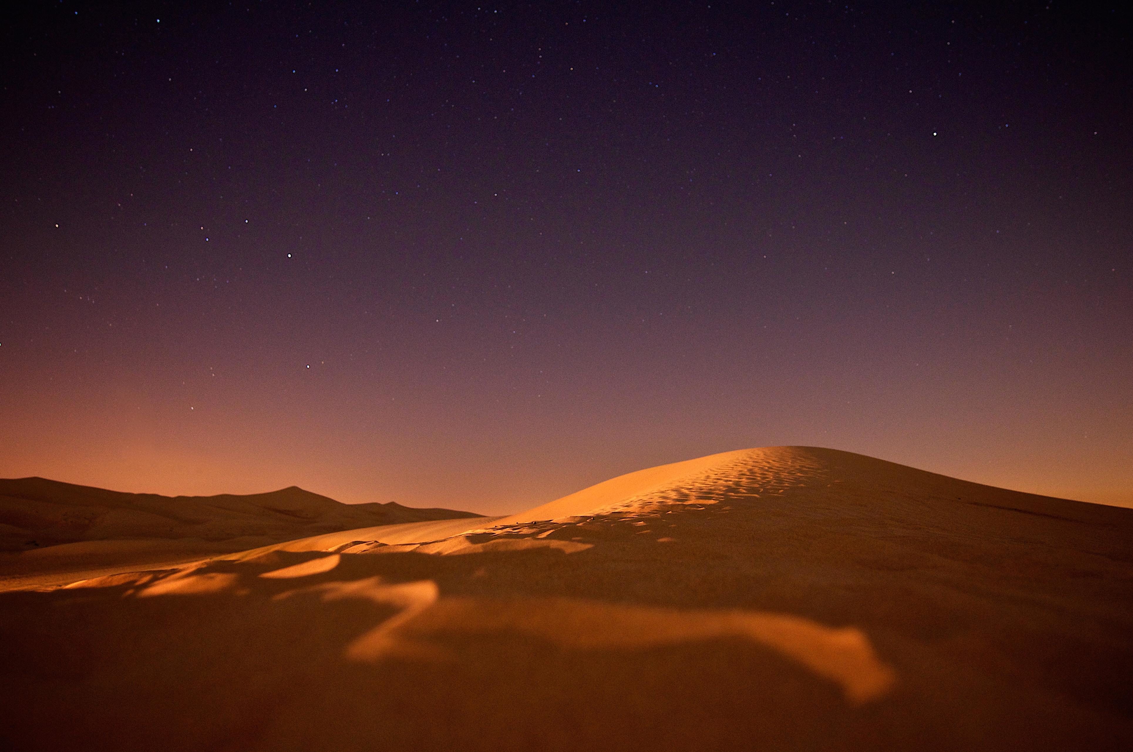 フリー写真画像 砂漠 砂丘 夕日 夜明け 空 風景 夜