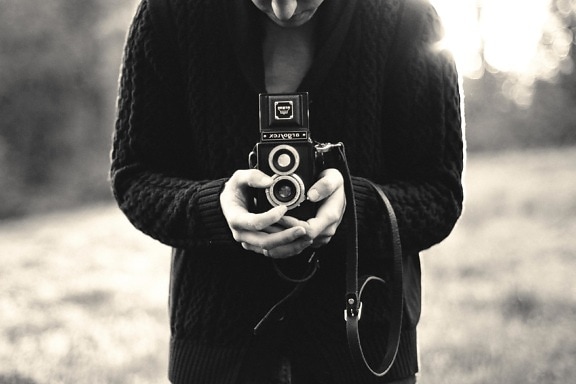 fotógrafo, monocromático, pessoas, história, câmera de foto, retrato, retro