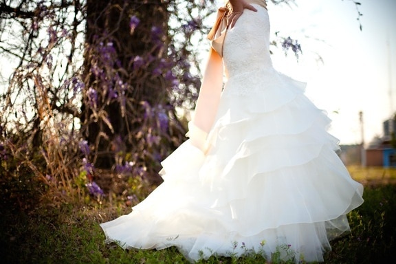 bride, dress, nature, flower, veil, pretty girl, marriage, fashion