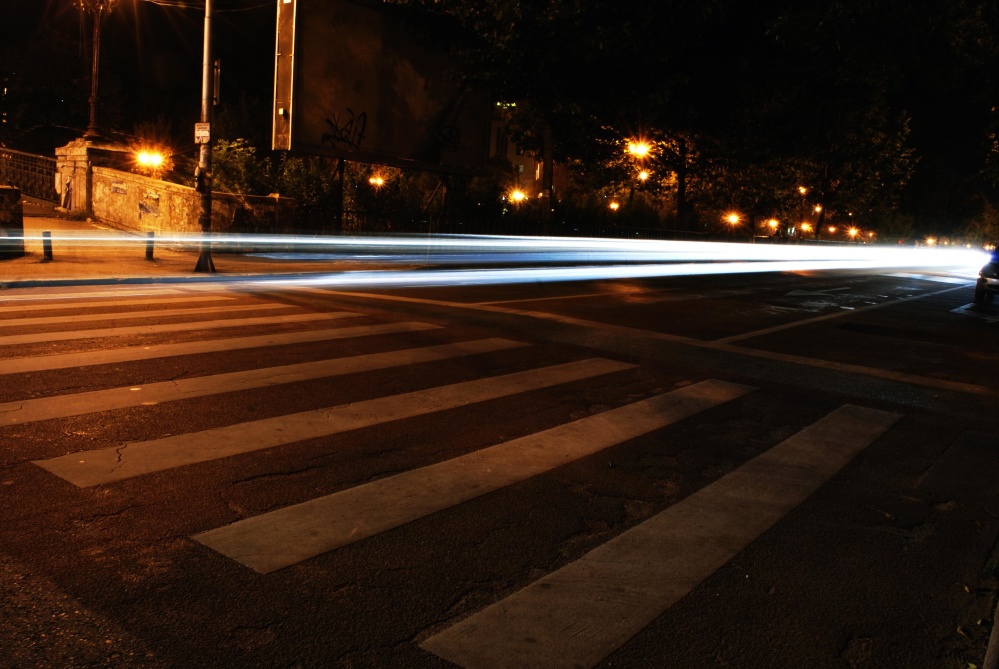 prędkość, droga, ulicy, światła, kontroli ruchu, noc, miasto, asfalt