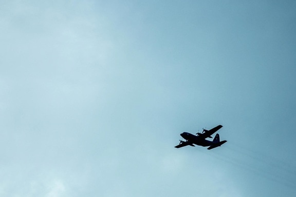 letadlo, silueta, letadla, vozidla, modrá obloha, let