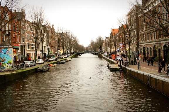 canal, city, street, urban, water, town, downtown, travel, tourist attraction