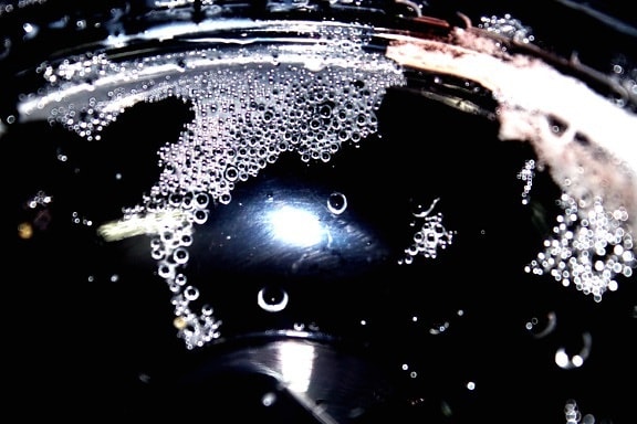 Húmedo, agua, burbuja, gotita, líquido, negro, oscuridad