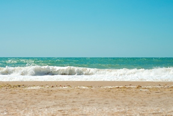 víz, tenger, strand, óceán, homok, hullám, nyári, part, türkiz