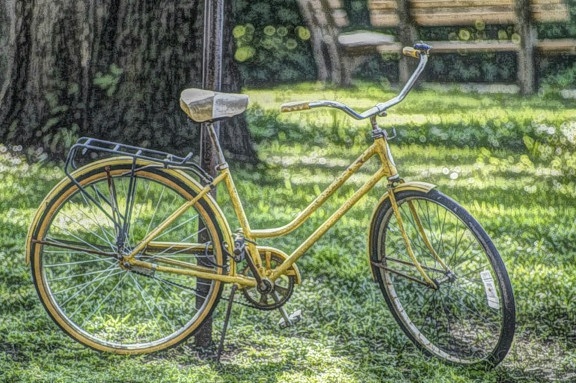 hjulet cykel, kunst, fotomontage