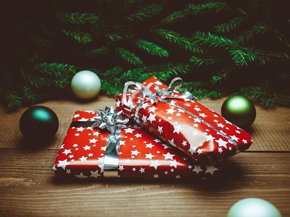 jehličnatý, oslava, dekorace, dárky, ornament, Vánoce, oslava, dekorace