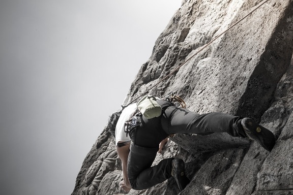 hegymászás, bátorság, az ember, sport, kötél, kihívás, Akció