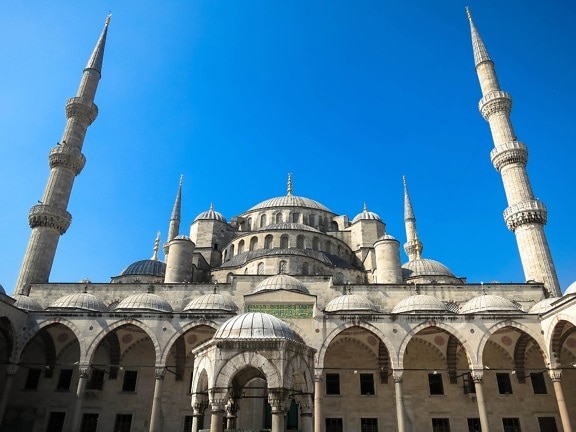 Osmanske, moskeen, arkitektur, religion, kuppel, minaret, utvendig