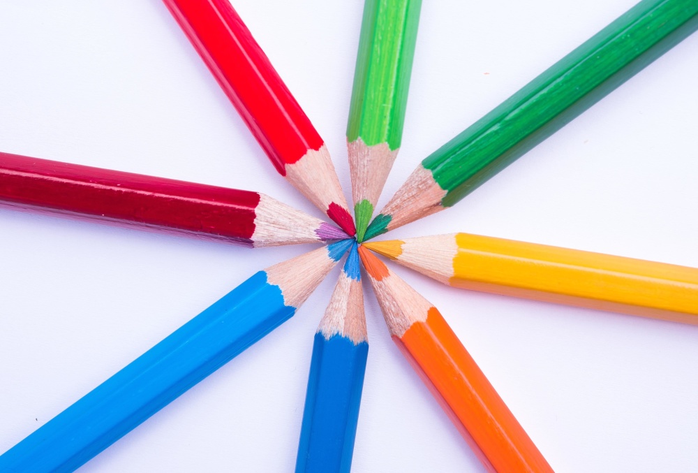연필, 교육, 크레용, 색, 다채로운, 나무