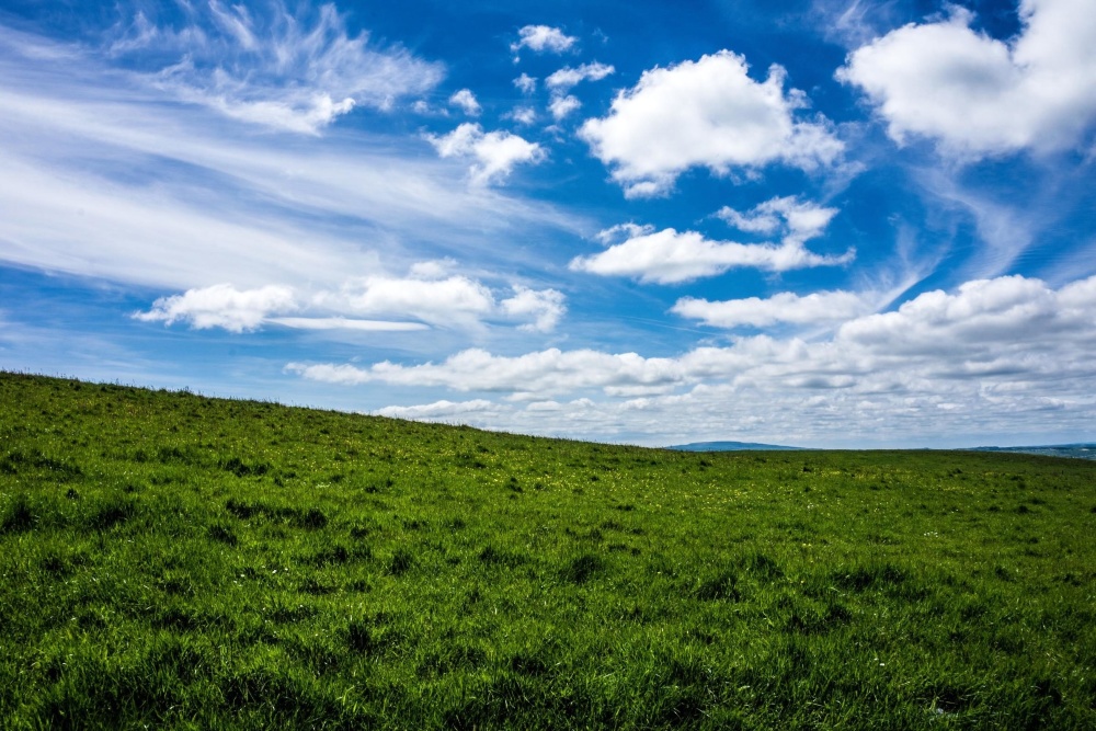 フリー写真画像 風景 芝生 自然 緑の芝生 空 草原 フィールド 農村 丘