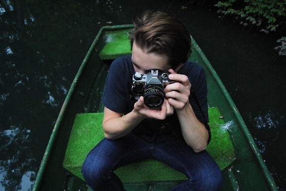 Fotógrafo, cámara digital, cámara fotográfica, persona, retrato, barco