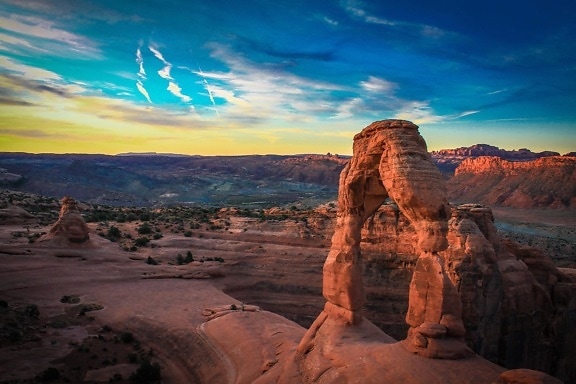 Desierto, paisaje, cañón, piedra arenisca, puesta del sol, amanecer, valle, formación rocosa
