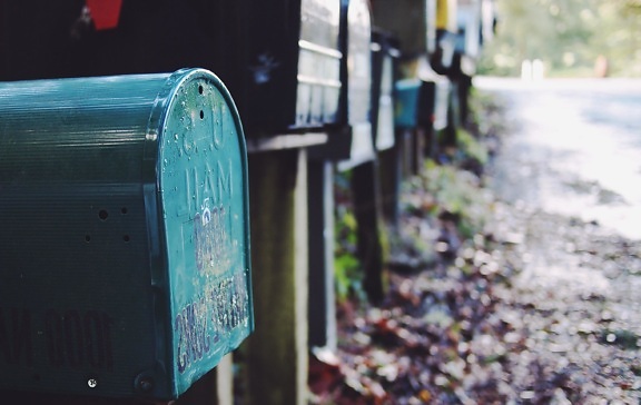 пощенска кутия, обект, метал, стар, градски, град, асфалт, улица