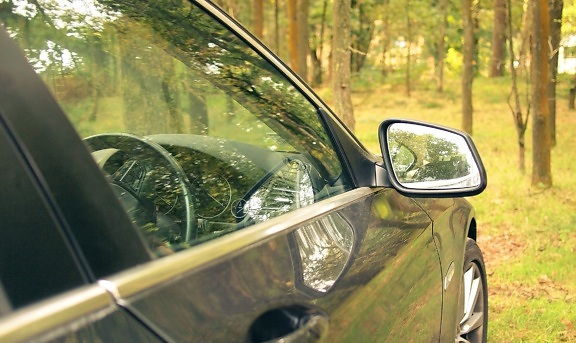汽车, 汽车, 挡风玻璃, 汽车, 方向盘, 镜子