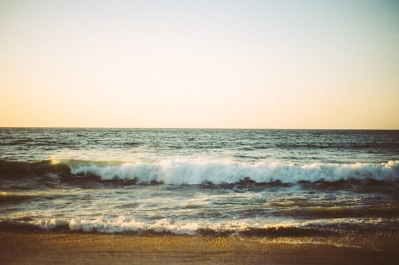 vlny, voda, moře, západ slunce, pláž, oceán, krajina, pobřeží, obloha