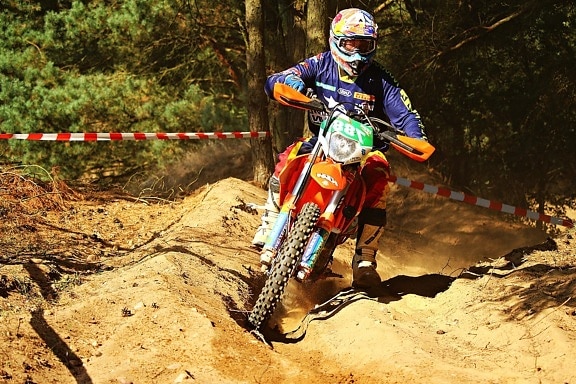 concurrence, gens, casque, action, course, homme, sport, motocross