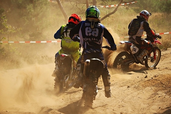 competition, vehicle, race, people, dust, man, motorcycle, sport, motocross