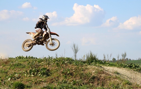 ジャンプ、バイク、スポーツ、スポーツ、高速、モトクロス、ヘルメット、オートバイ、自動車