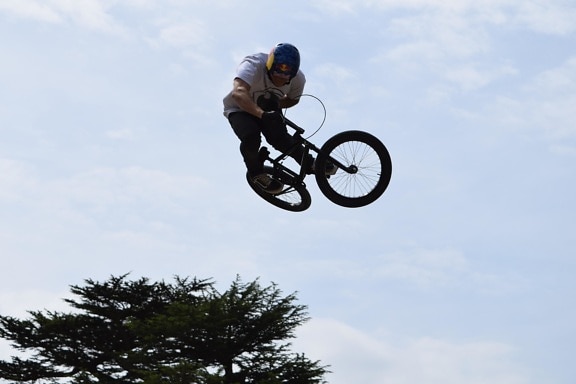 dağ bisikleti, gökyüzü, atlama, tekerlek, Bisiklet, spor, araç
